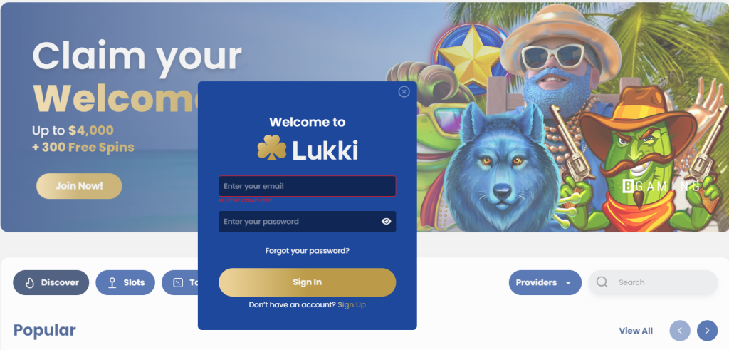 lukki login form